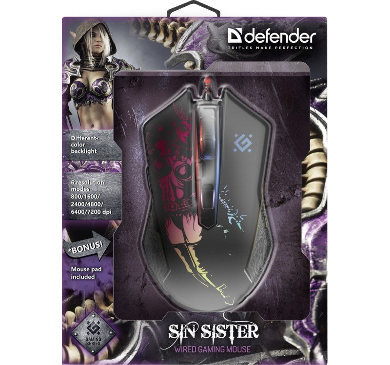 Gaming, kablet, optisk mus DEFENDER GM-933 SIN'SISTER 7200dpi 6P baggrundsbelyst #4