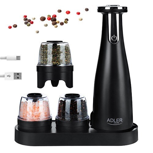 Spice, Salt & Pepper Grinder - Set of 3 Grinders - USB Adler #5