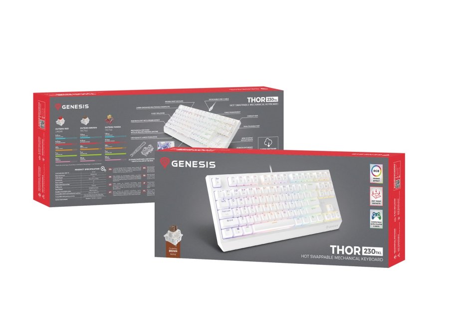 GENESIS Thor 230 TKL tastatur Spil USB + RF Wireless + Bluetooth QWERTY Hvid #9