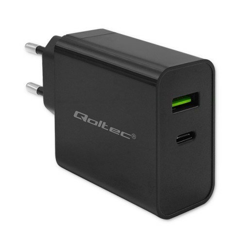 Qoltec 52378 oplader til mobil enhed Laptop, Brbar spillekonsol, Strmbank, Smartphone, SmartWatch, Tablet Sort Vekselstrm Hurtig opladning Indendrs #1