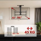 Elektrisk TV-holder fra Maclean, loftmonteret, Tuya-kompatibel, maks. VESA 800x400, justerbar i position +90~-90, til TV 43-86