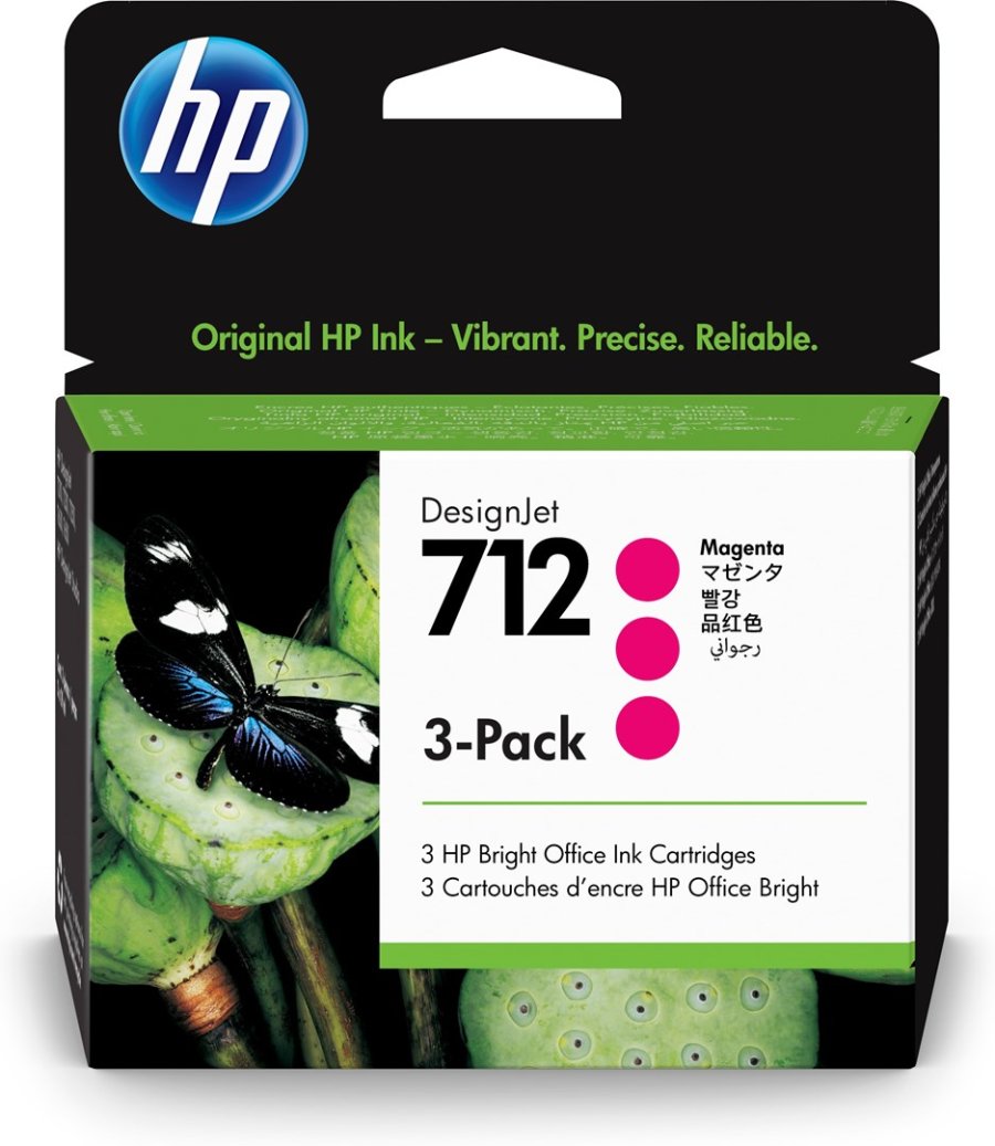 HP 712 DesignJet-blkpatron, magenta, 3 stk., 29 ml #3