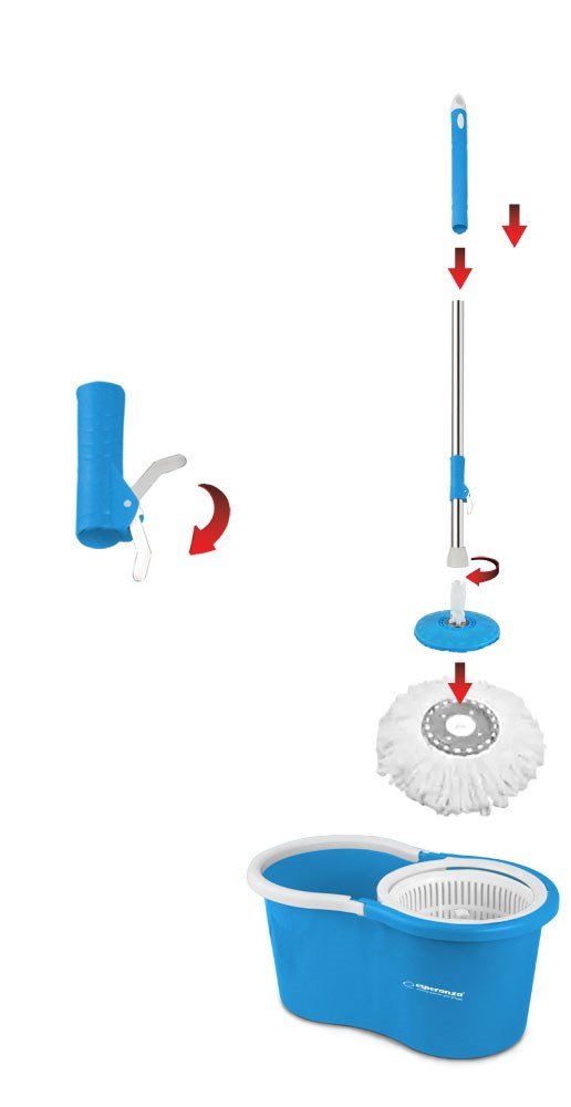 Mop with Bucket Esperanza EHS005 Bl Hvid Mikrofiber #7