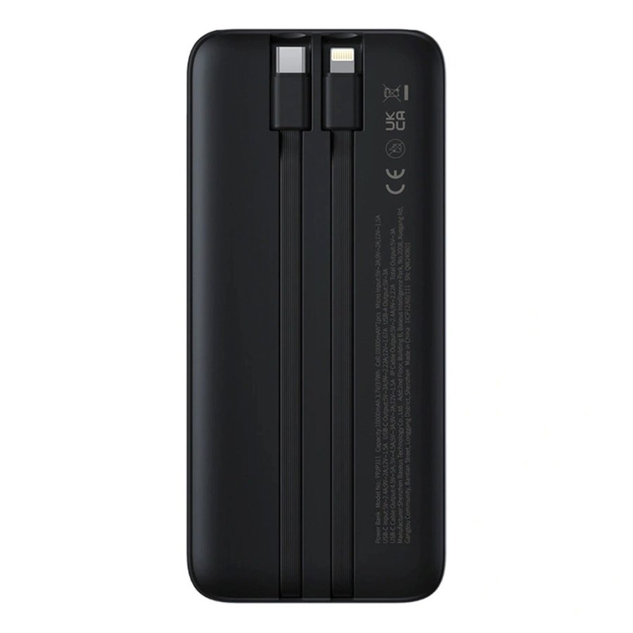 Baseus Lipow Powerbank med dobbelt indbygget kabel og display 10000 mAh 22,5 W Sort #2