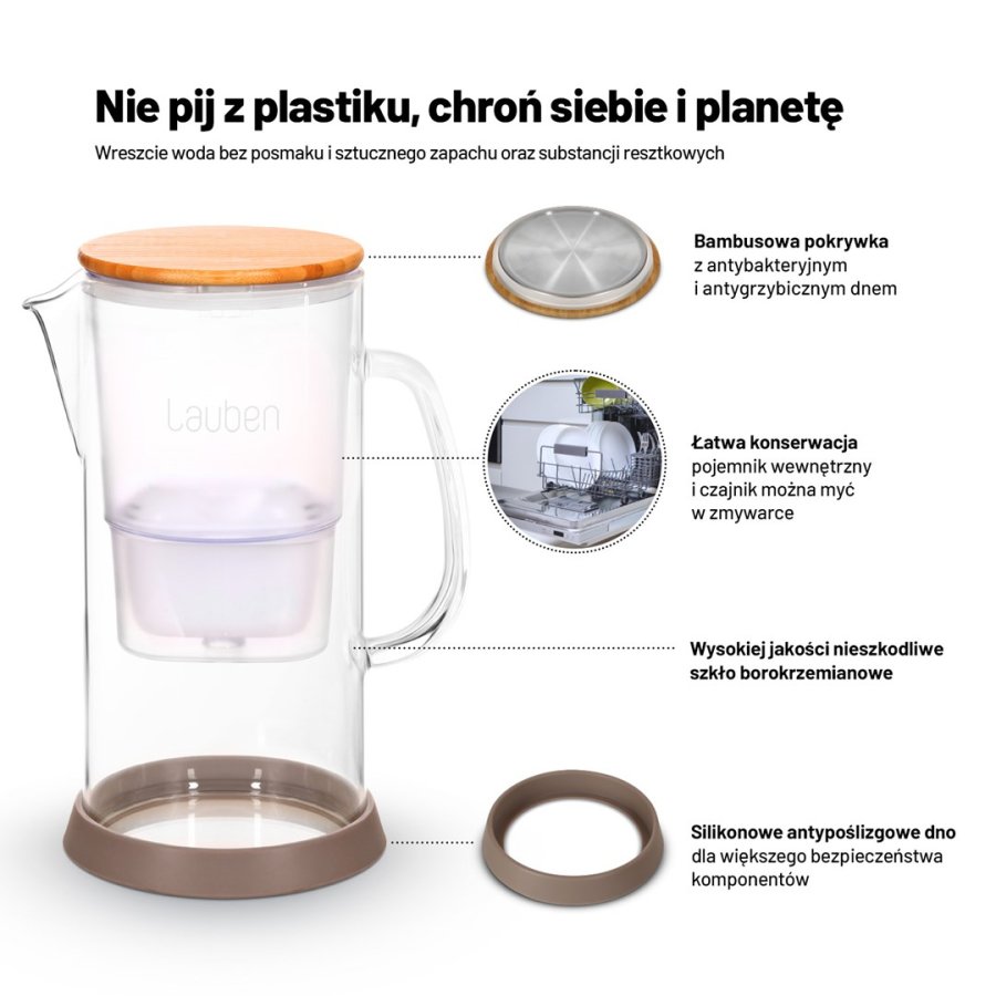 Lauben Glass Water Filter Jug 32GW vandfilterkande #2