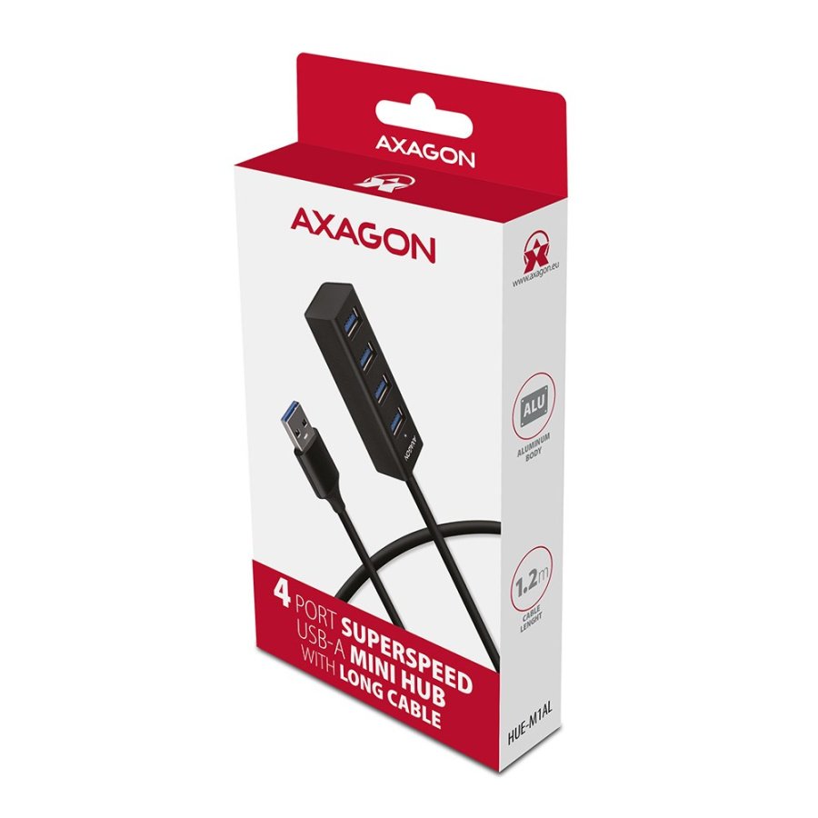 Axagon HUE-M1AL interface hub USB 3.2 Gen 1 (3.1 Gen 1) Type-A 5000 Mbit/s Sort #7