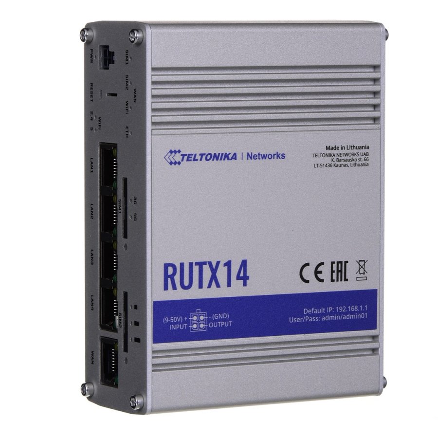 Teltonika RUTX14 tr�dl�s router Gigabit Ethernet Dual-band (2,4 GHz / 5 GHz) 4G LTE CAT12 Gr� #1