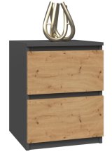 Topeshop W2 ANTRACYT/ARTISAN sengelampe & sengebord 2 skuffe(r) Anthracit, Egetr #3