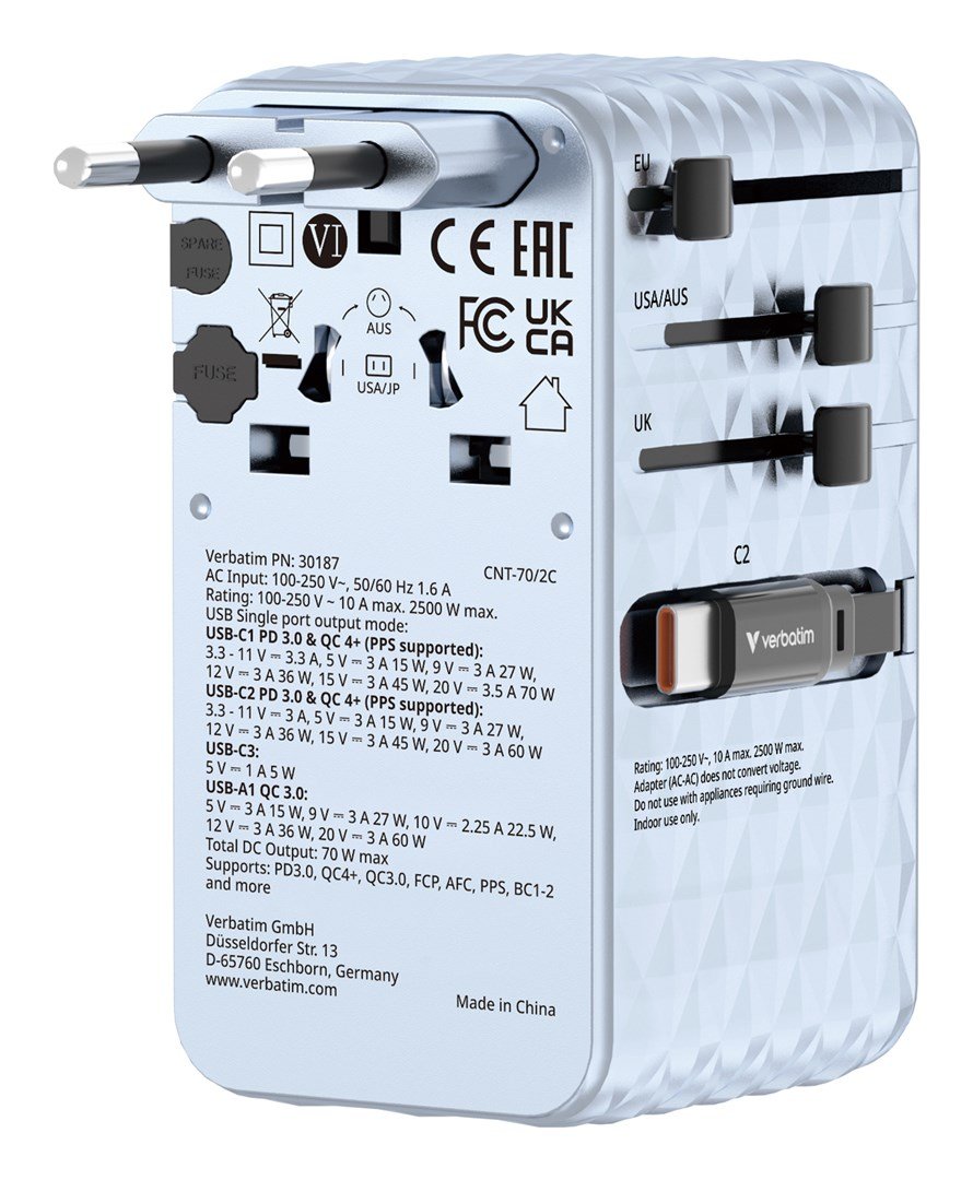 Verbatim 30187 oplader til mobil enhed Universel Bl Vekselstrm Hurtig opladning Indendrs #1