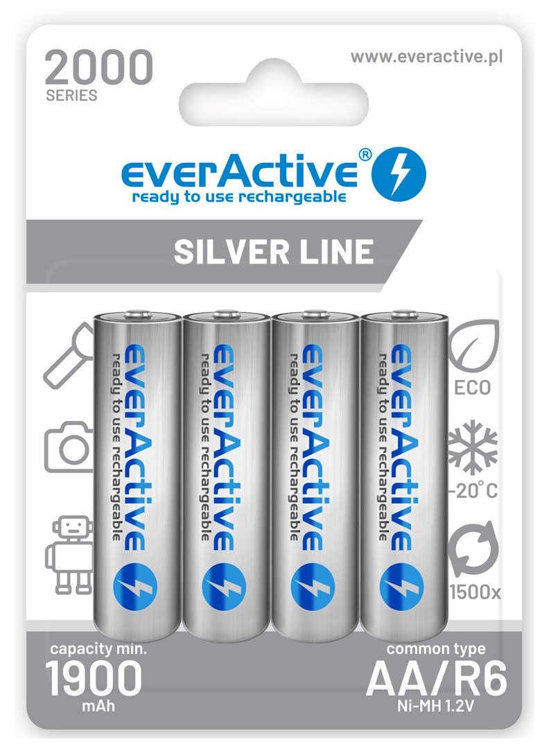 Genopladelige batterier everActive Ni-MH R6 AA 2000 mAh Silver Line #1