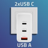 Qoltec 51826 GaN 100W oplader| 5-20V | 1,5-5A | 2 x USB-C PD | 1 x USB QC 3.0 #3