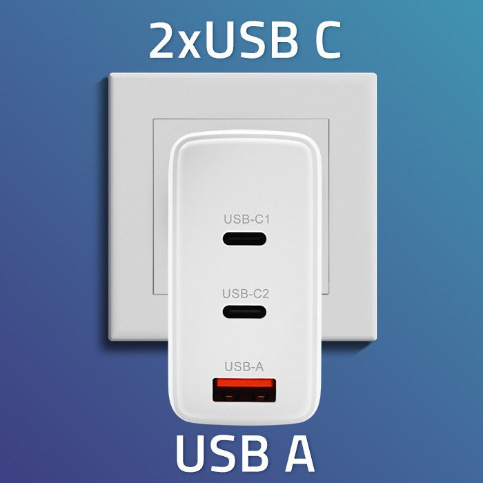 Qoltec 51826 GaN 100W oplader| 5-20V | 1,5-5A | 2 x USB-C PD | 1 x USB QC 3.0 #3