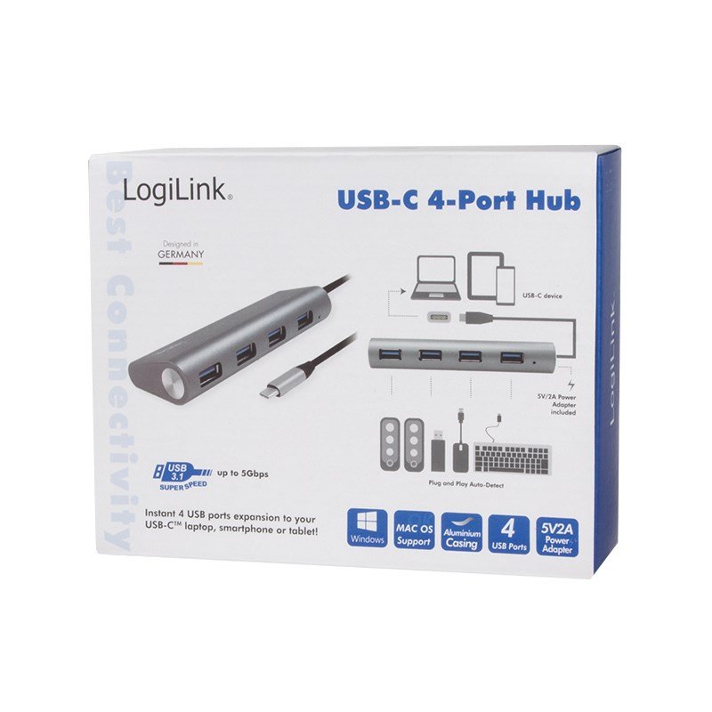 LogiLink UA0309 interface hub USB 3.2 Gen 1 (3.1 Gen 1) Type-C 5000 Mbit/s Gr� #7