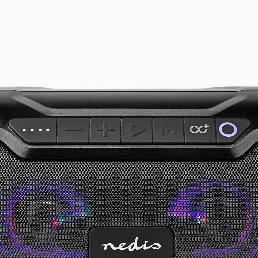 Bluetooth Party Boombox | 6 timer | 2.0 | 120 W | Medieafspilning: AUX / Micro SD / USB | IPX5 | Kan parres | Brehndtag | Fest lys | Sort #9