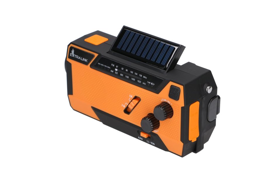 Extralink RADIO AWARYJNE SOLARNE Z KORBKA DYNAMO POWERBANK 4000MAH Z LATARKA SOS SR-4000 B�rbar Analog Sort, Orange #24