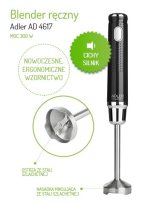 Adler AD 4617 blender Nedsnkning blender Sort, Slv 350 W #7