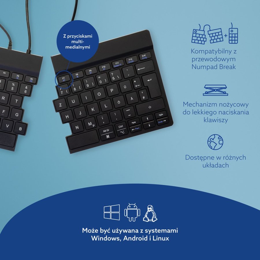 R-Go Tools Ergonomisch toetsenbord R-Go Split Break v2 met pauzesoftware, gesplitst toetsenbord, QWERTZ (DE), bedraad, zwart #8