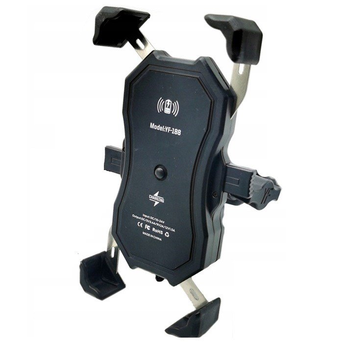 MOTORCYKEL TELEFONHOLDER FREEDCONN MC1W MED INDUKTIV OPLADER + BM2R FASTGRELSE AF HOVEDRR #1