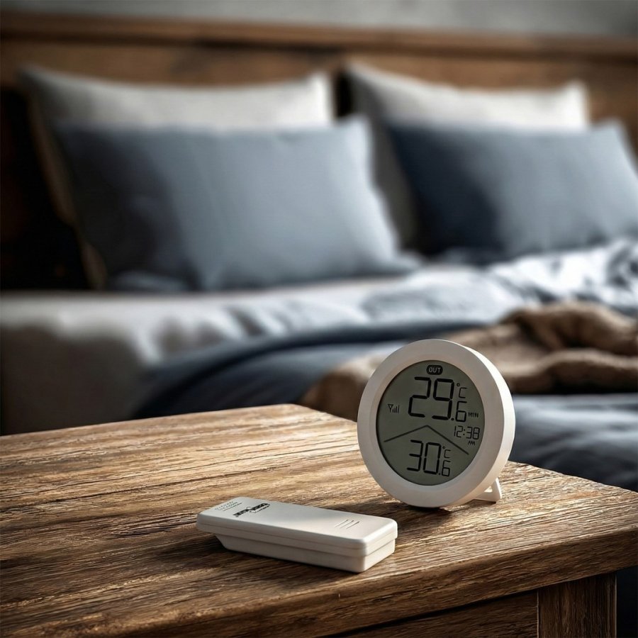 Tr�dl�s vejrstation GreenBlue, temperatur IN/OUT, ur, valg mellem �C / �F, r�kkevidde op til 60 m, GB162 #8