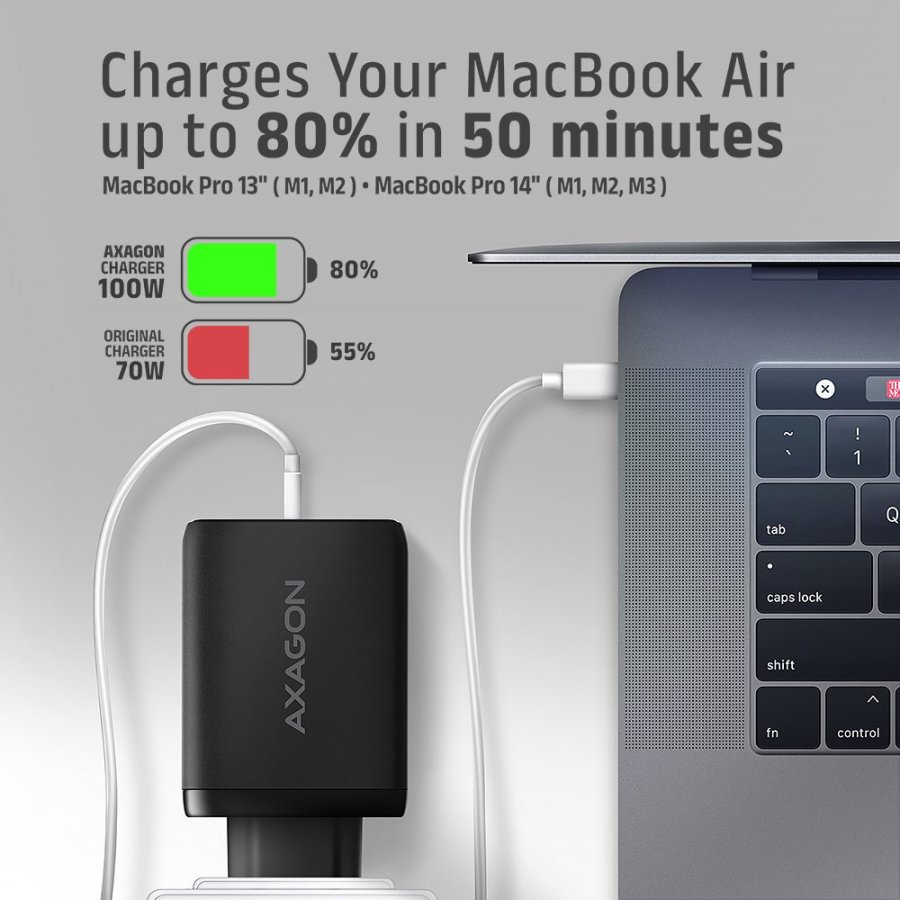Axagon ACU-DPQ100 oplader til mobil enhed Mobil computer, Mobiltelefon, Netbook, Laptop, Smartphone, SmartWatch, Tablet, Universel Sort Vekselstrm Hurtig opladning Indendrs #8