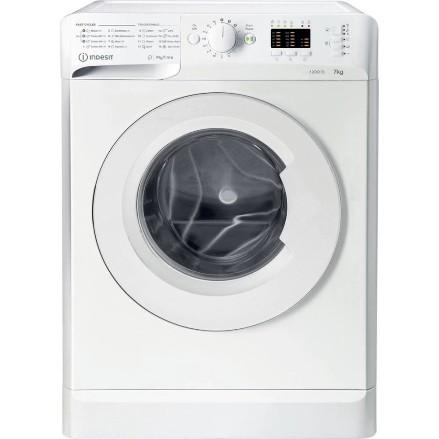INDESIT | Washing machine | MTWA 71252 W EE | Energy efficiency class E | Front loading | Washing capacity 7 kg | 1200 RPM | Depth 54 cm | Width 59.5 cm | Display | LED | White #3