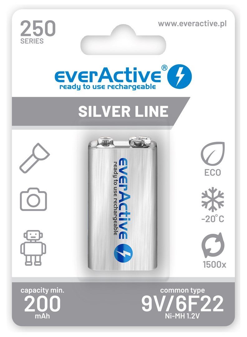 Genopladelige batterier everActive Ni-MH 6F22 9V 250 mAh Silver Line #1