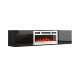 RTV LUXE-skab 182,6x34,5x37,5 sort/sort glans + hvid pejs #1