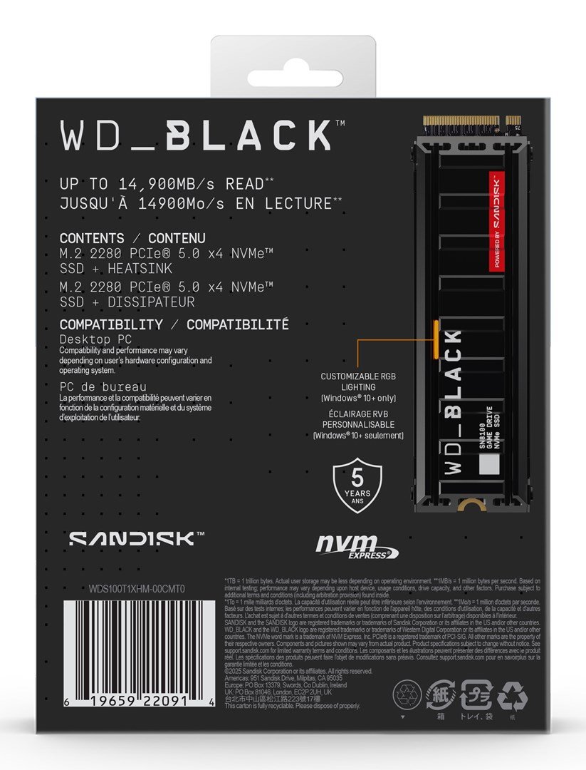 Western Digital Black WD_BLACK SN8100 NVMe 1 TB M.2 PCI Express 5.0 TLC 3D NAND #8
