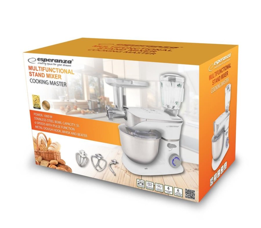 Esperanza EKM025 foodprocessor 1000 W 5 L Rustfrit stl, Hvid #8