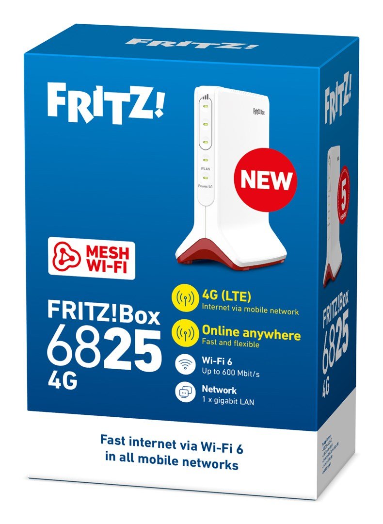 Box FRITZ! 6825 4G tr�dl�s router Gigabit Ethernet Enkelt band (2,4 GHz) Hvid #4