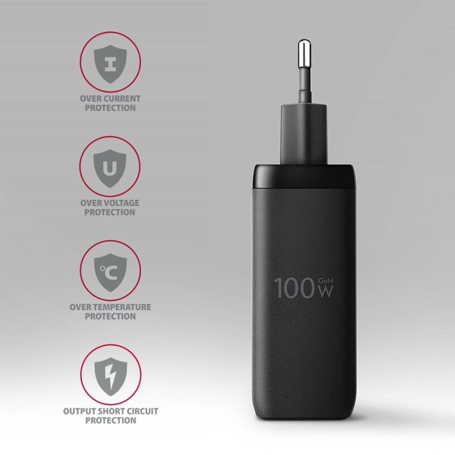 Axagon ACU-DPQ100 oplader til mobil enhed Mobil computer, Mobiltelefon, Netbook, Laptop, Smartphone, SmartWatch, Tablet, Universel Sort Vekselstrm Hurtig opladning Indendrs #6