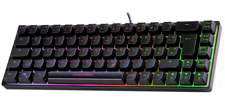 Deltaco Gaming DK240, Mini RGB Membran 60 % tastatur, halvgennemsigtigt etui, sort #1
