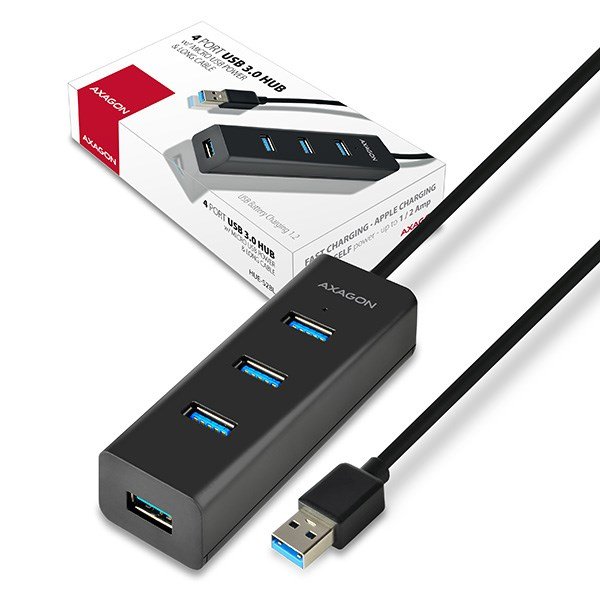 Axagon HUE-S2BL interface hub USB 3.2 Gen 1 (3.1 Gen 1) Type-A 5000 Mbit/s Sort #1