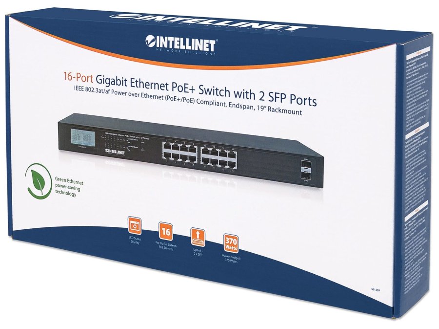 Intellinet 561259 netvrksswitch Ikke administreret Gigabit Ethernet (10/100/1000) Strm over Ethernet (PoE) Sort #8