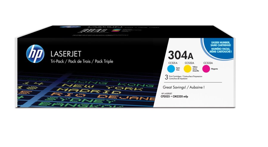 HP 304A Pakke med 3 stk., cyan/magenta/gul, originale blkpatroner #1