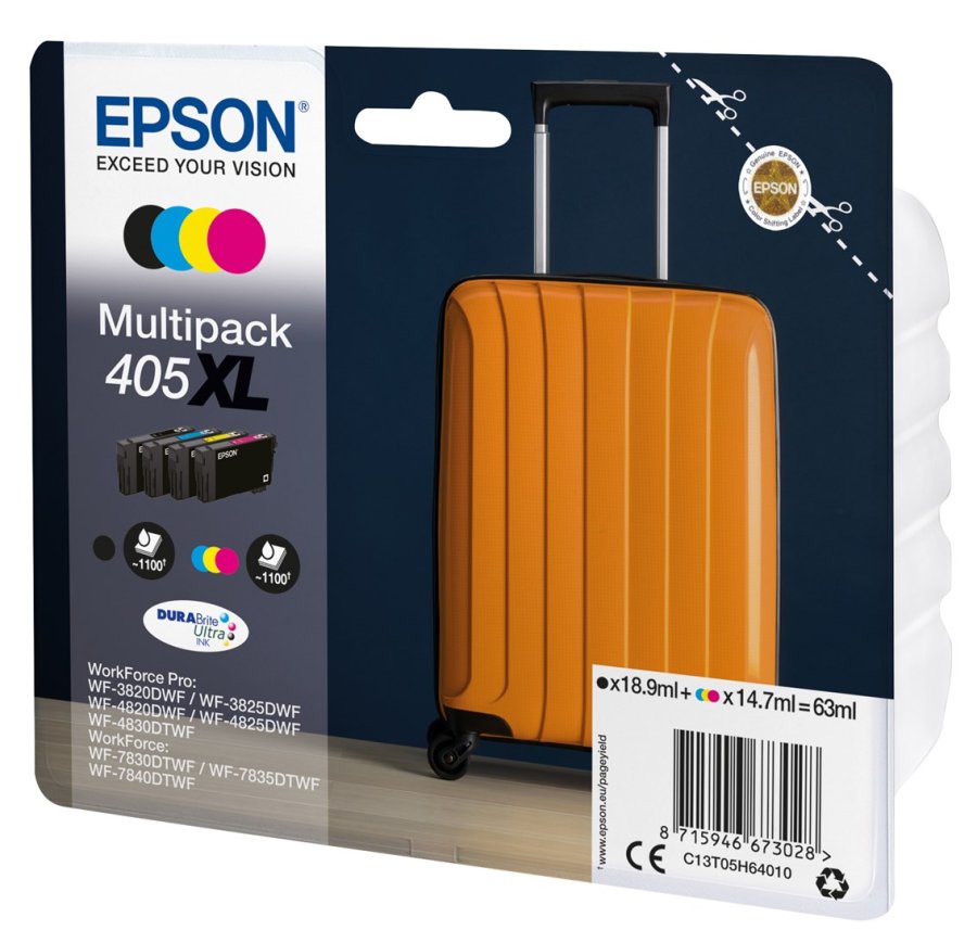 Epson 405XL DURABrite Ultra blkpatron 1 stk Original Hjt (XL) udbytte Sort, Bl, Magenta, Gul #2