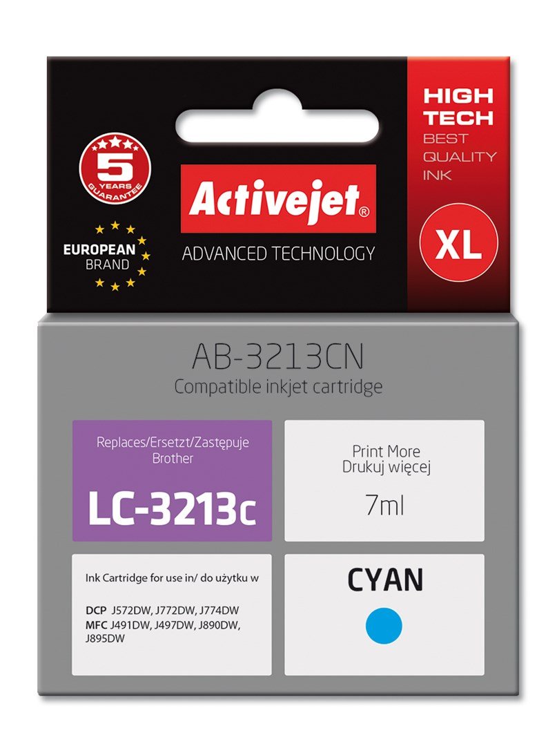 Activejet AB-3213CN printerblk til Brother, Brother LC3213C udskiftning; Supreme; 7 ml; bl #1