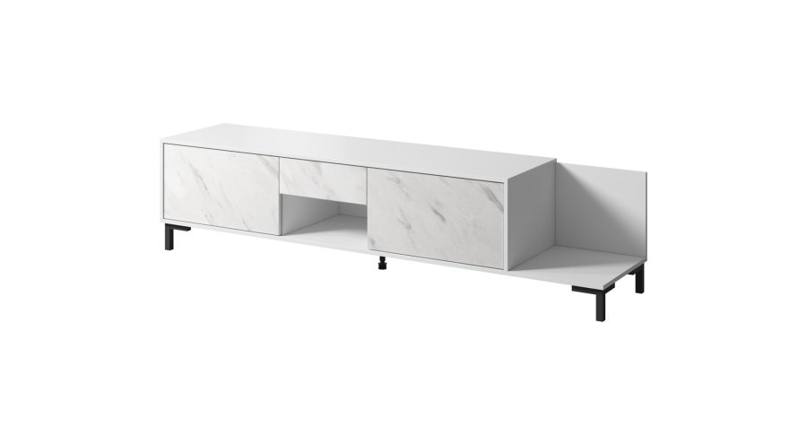 RTV-skab MARMO 2D1S1K 195x40x47,5 cm hvid mat/marmor hvid #1