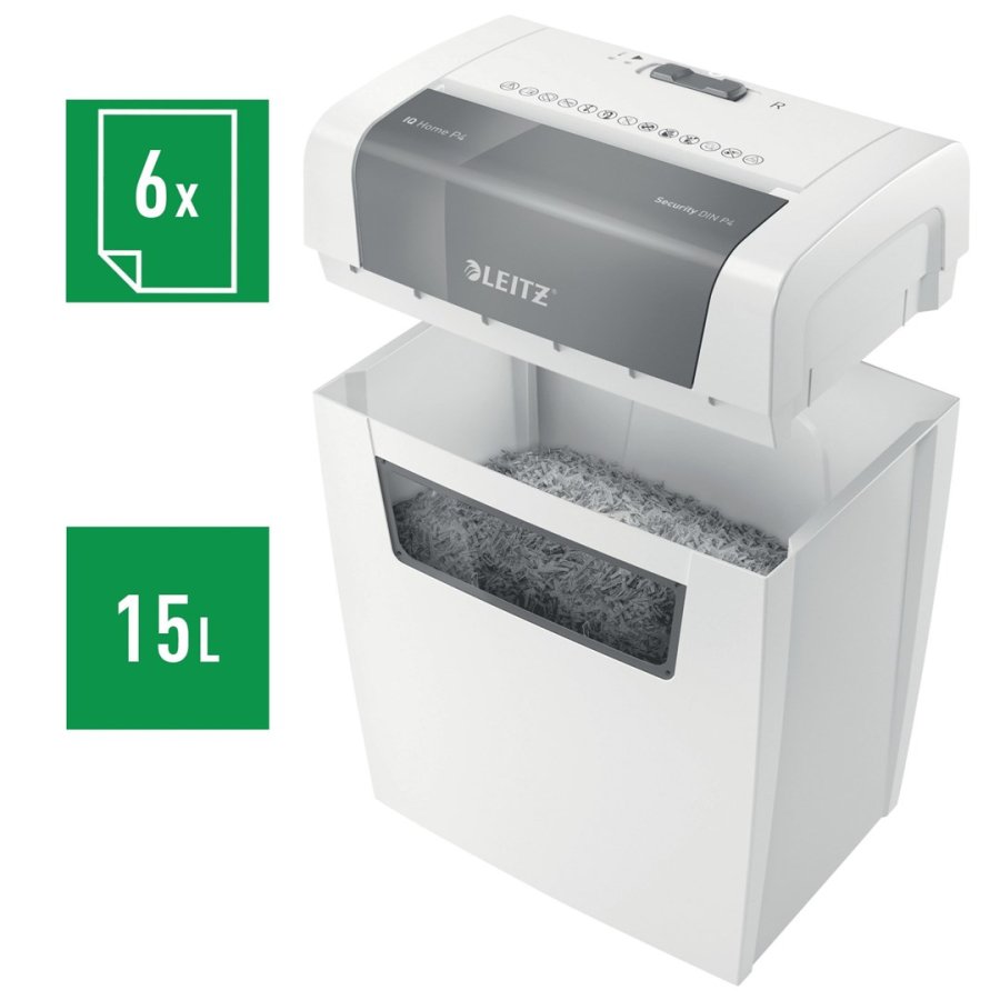 Leitz IQ Home Shredder, P4, 6 ark, 15 l beholder #6
