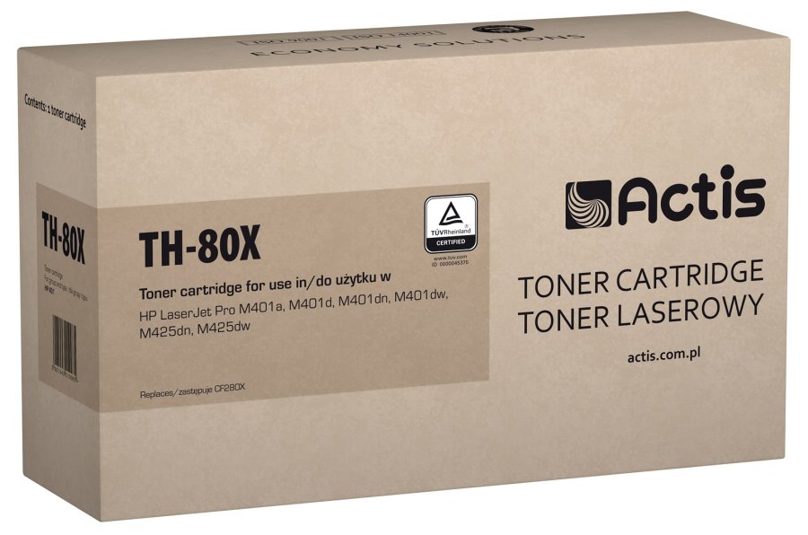 Actis Tonerpatron TH-80X (erstatning HP 80X CF280X; Standard; 6900 sider; sort) #1