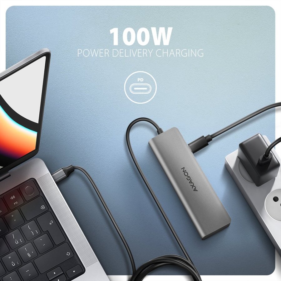 Axagon HMC-5H USB-C 3.2 Gen 1 hub 3x USB-A 4K HDMI PD 100W - Silber Ledningsfrt USB 3.2 Gen 1 (3.1 Gen 1) Type-C Slv #5