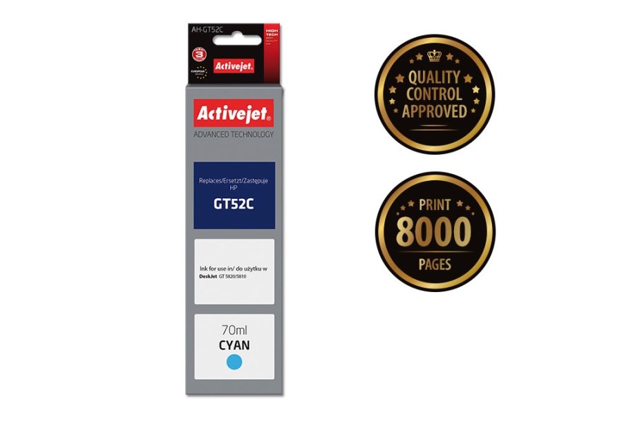 Activejet AH-GT52C blk (erstatning HP GT52C M0H54AE; Supreme; 70 ml; bl) #2