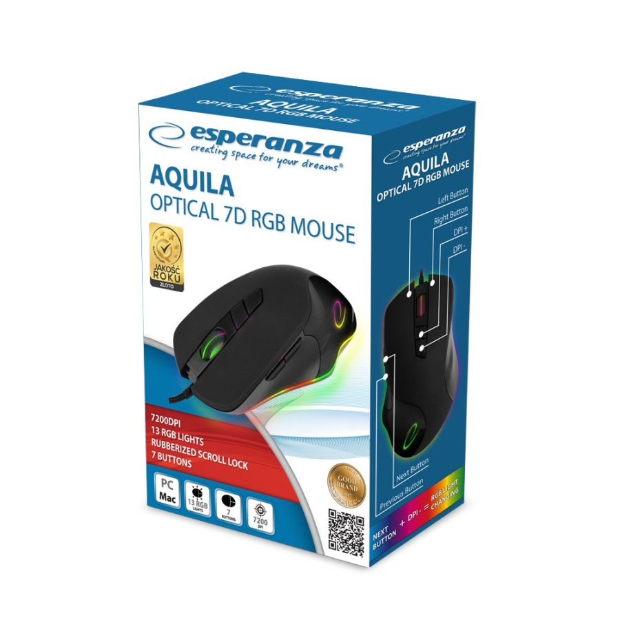 Esperanza EM132 mus Hjre hnd USB Optisk 7200 dpi #3