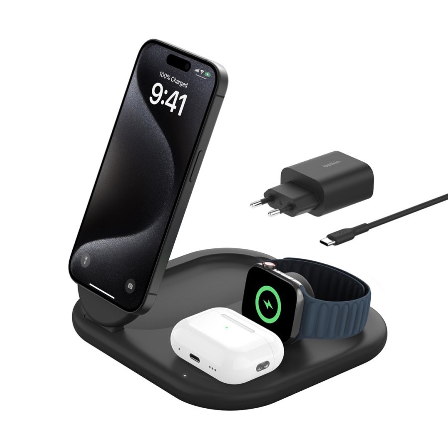 Belkin BoostCharge Hovedtelefoner, Smartphone, SmartWatch Sort USB Trdls opladning Hurtig opladning Indendrs #1