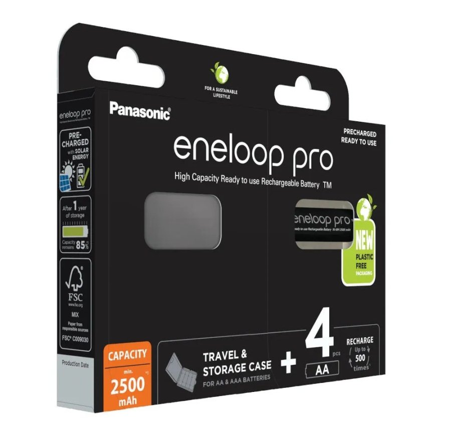 Genopladelige batterier PANASONIC ENELOOP PRO AA 2500 mAh 4 szt + kasse (BK-3HCDE/4CP+CASE) #1
