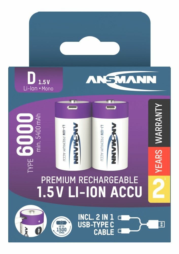 Ansmann 1314-0005 husholdningsbatteri Genopladeligt batteri D Lithium-Ion (Li-Ion) #6