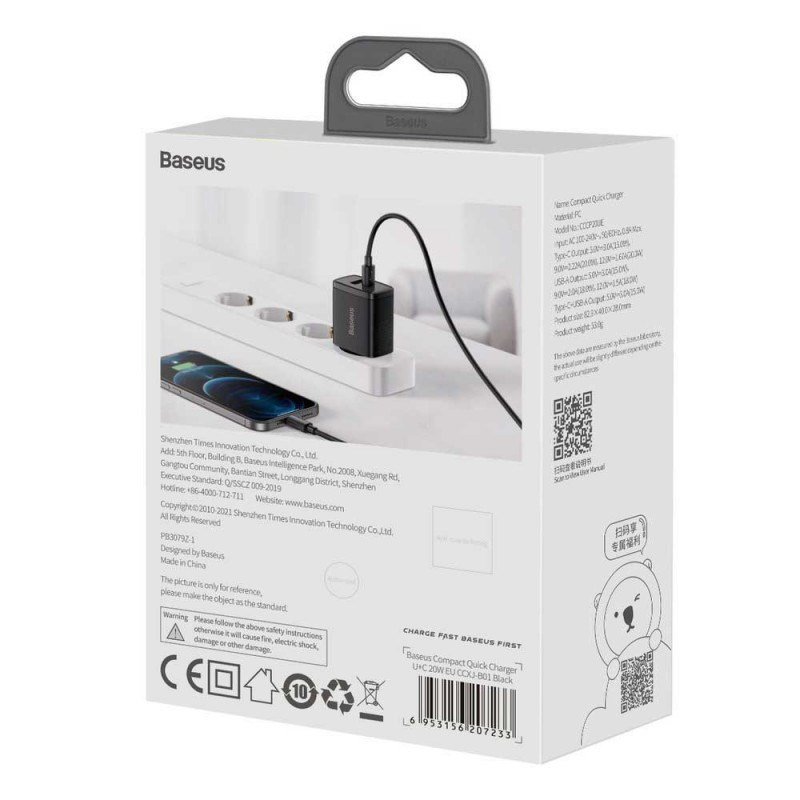 Baseus CCXJ-B01 oplader til mobil enhed Universel Sort Vekselstrm Hurtig opladning Indendrs #3