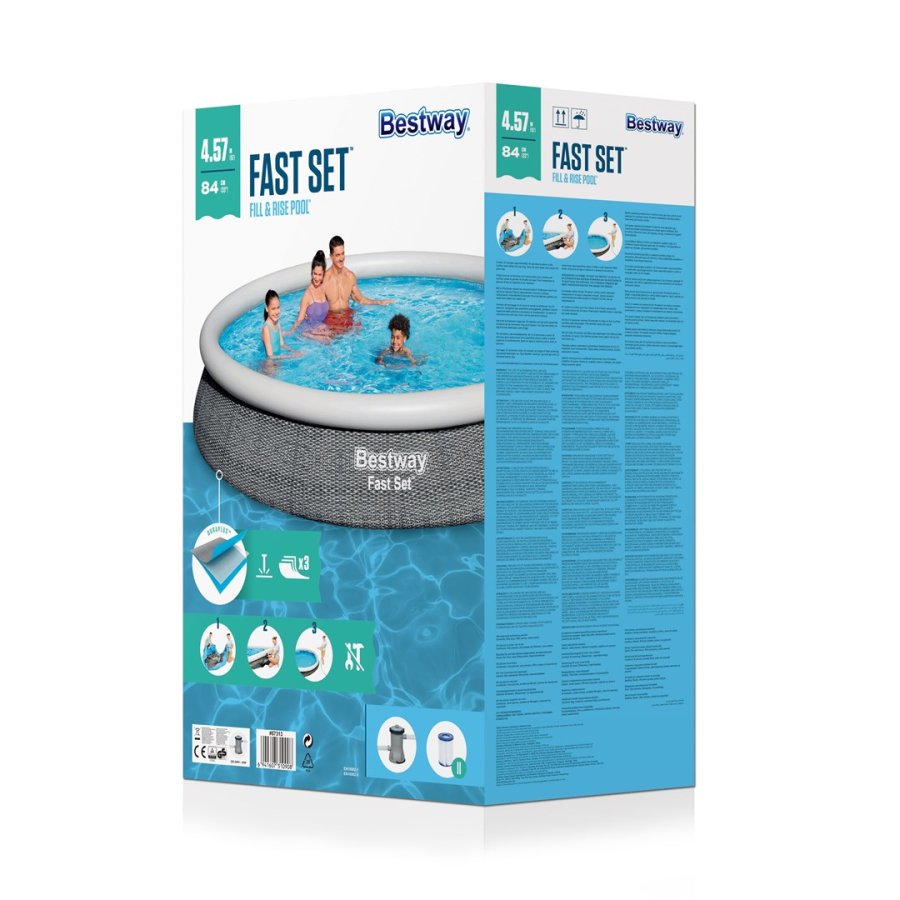 Bestway Fast Set 57313 swimmingpool til over jorden Indrammet pool Rund 9677 L Gr� #9