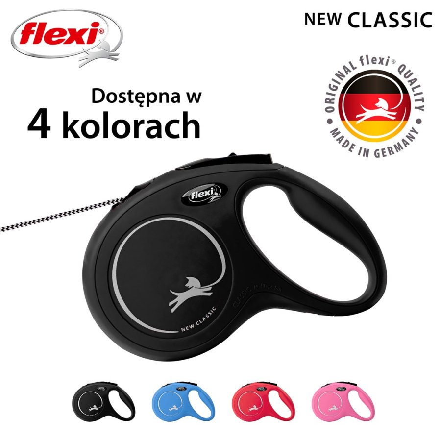 Flexi New CLASSIC 5 m Sort Hund Fleksibel hundesnor #4