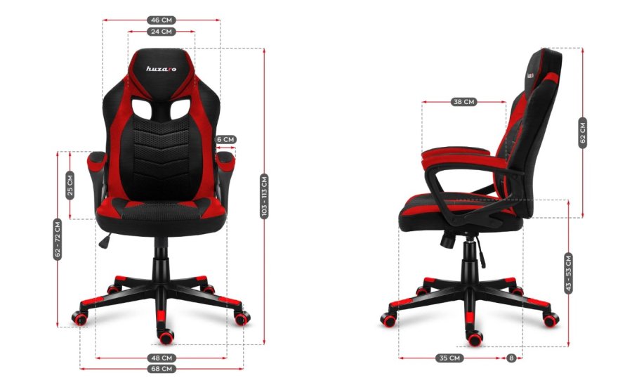 Huzaro FORCE 2.5 Red Mesh gaming-stol #11